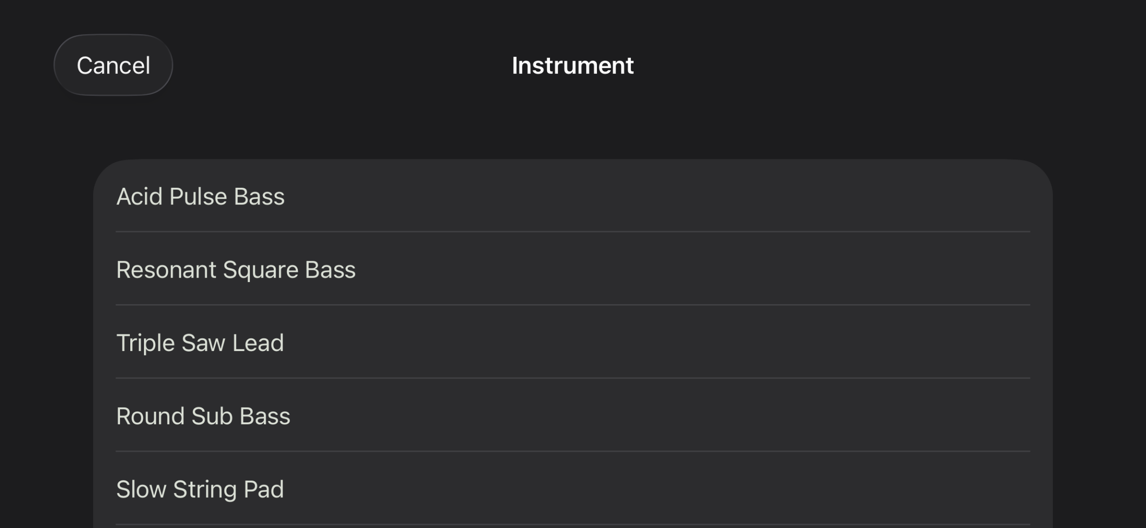 Alma DAW instrument picker